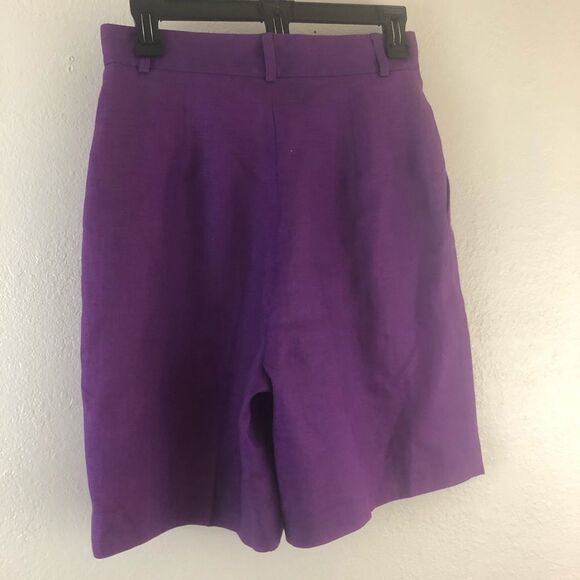 Classiques high Rise Purple Vintage linen Shorts 8 - Picture 3 of 4